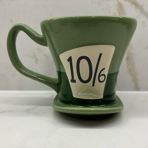 Alice in Wonderland The Mad Hatter Hat Mug Disney Authentic Green 10/6 Design
